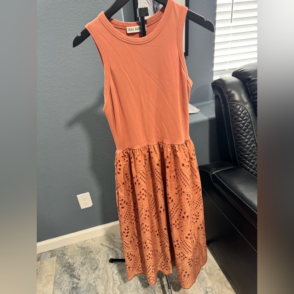 Grace Karin Terracotta Sleeveless Midi Dress